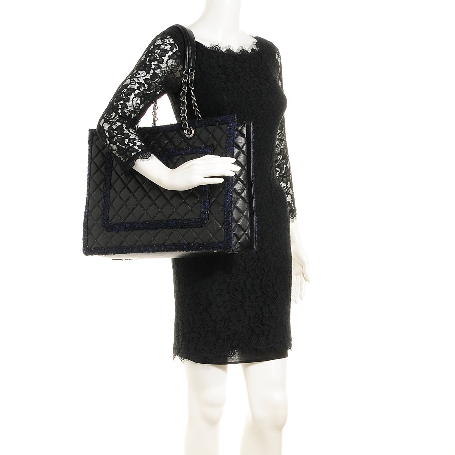 Chanel Calfskin Tweed Large Secrets Tote Black 2 of 9