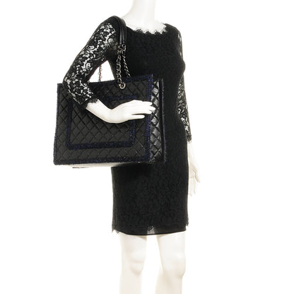 Chanel Calfskin Tweed Large Secrets Tote Black 2 of 9