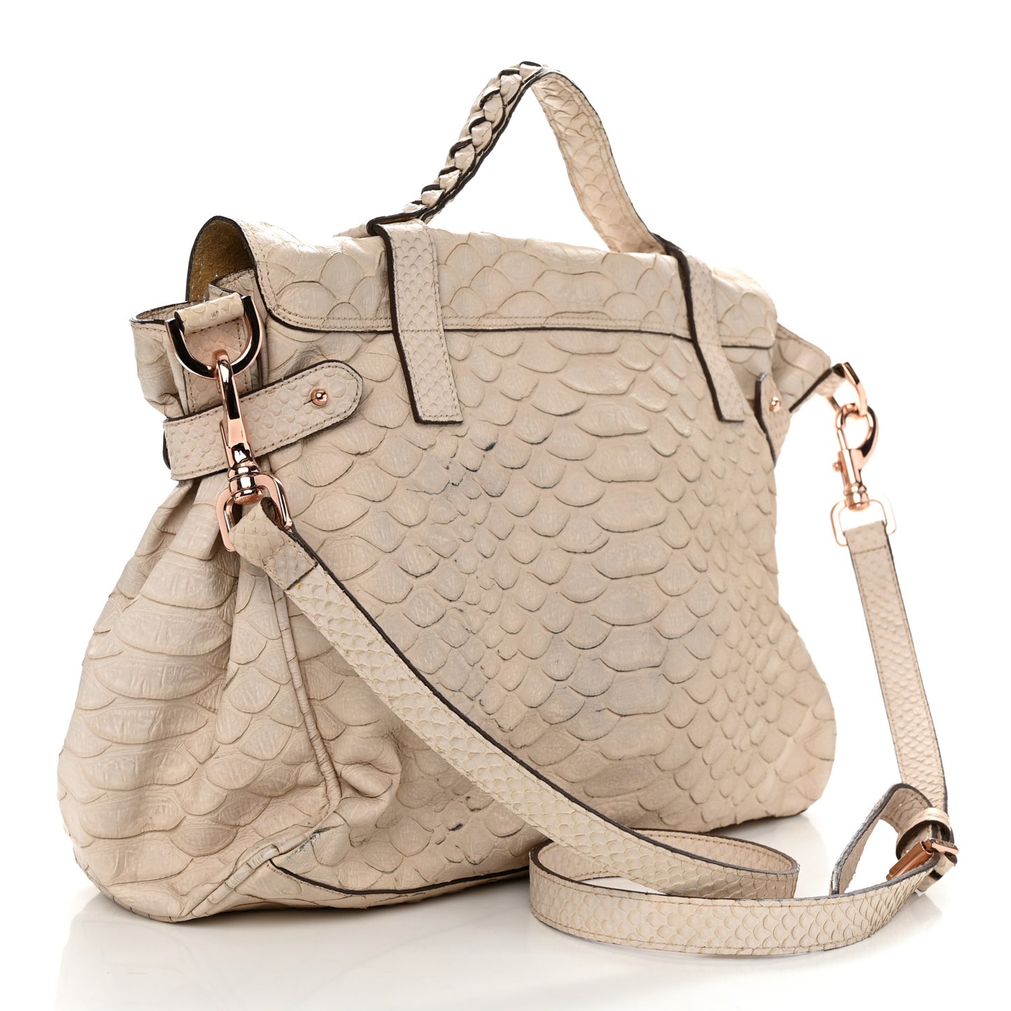 Silky Snake Print Oversized Alexa Pebbled Beige
