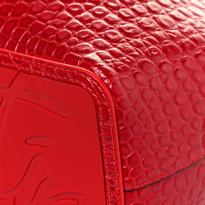 Christian Louboutin Crocodile Embossed Calfskin Spiked Small Cabarock Shopper Tote Red 6 of 12