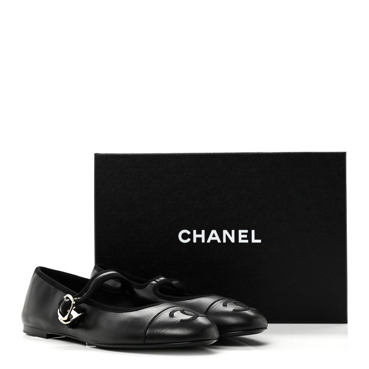 Lambskin Mary Jane Flats 40 Black