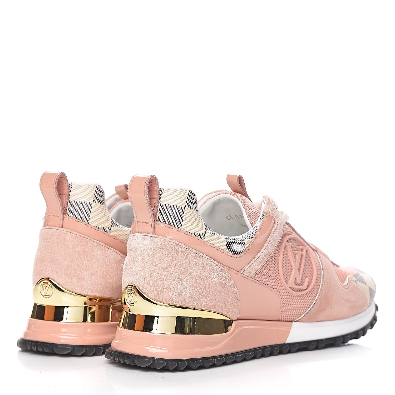 Louis Vuitton Suede Damier Azur Run Away Sneakers 37 Pink 4 of 9