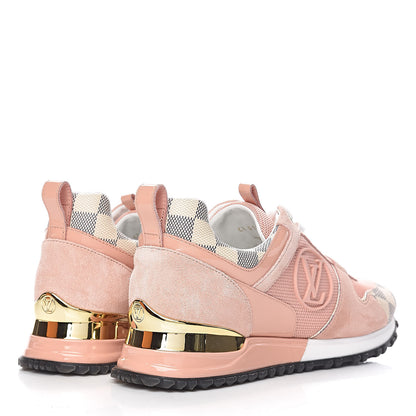 Louis Vuitton Suede Damier Azur Run Away Sneakers 37 Pink 4 of 9