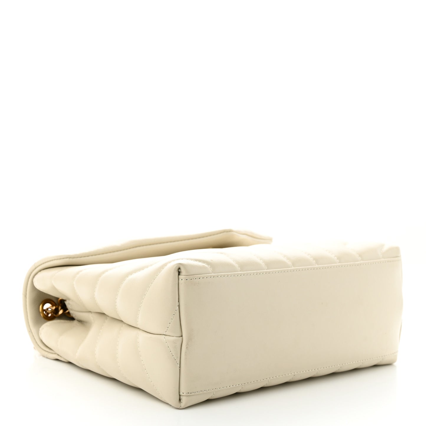 Calfskin Y Quilted Monogram Small Loulou Chain Satchel Crema Soft