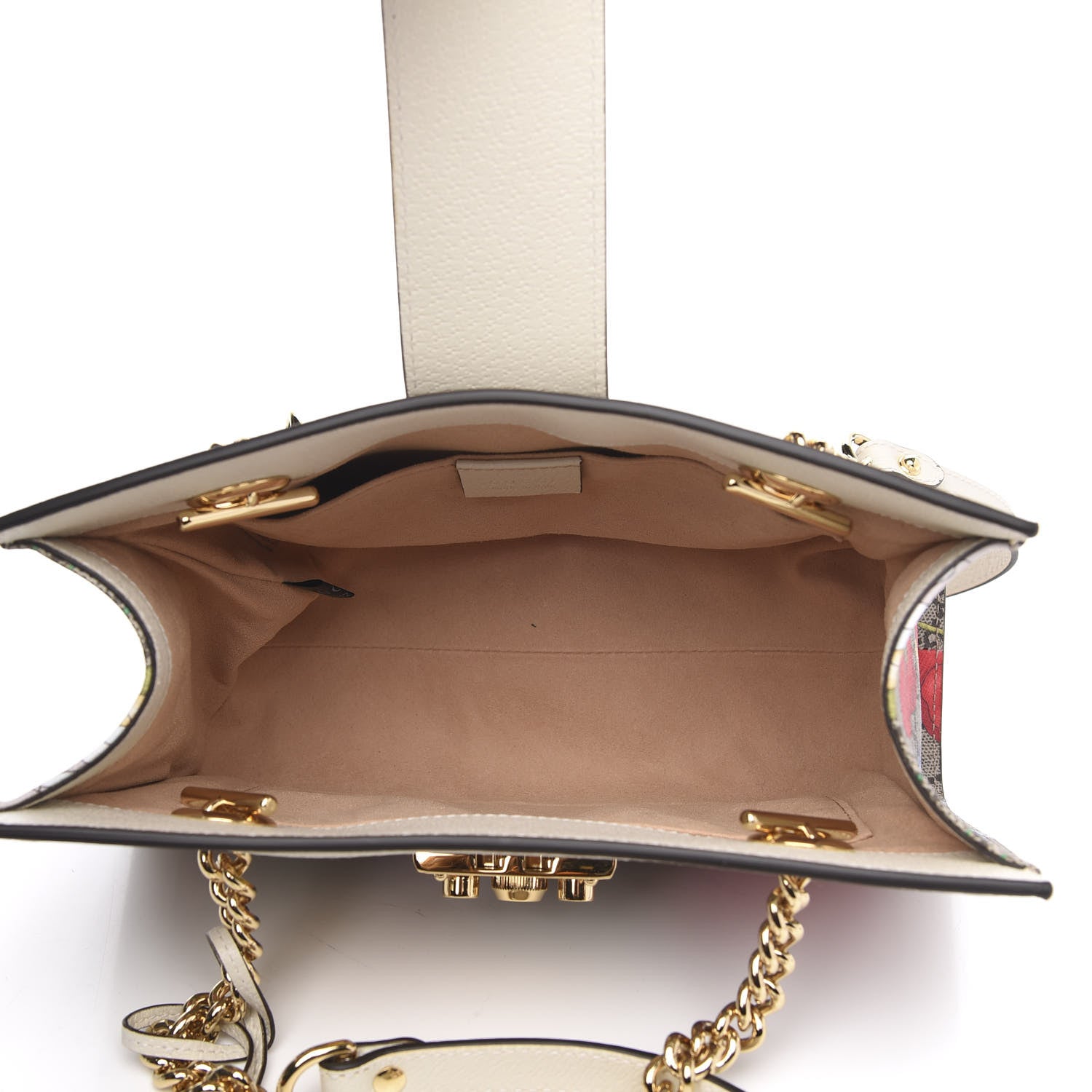 Gucci GG Supreme Monogram Flora Textured Calfskin Small Padlock Tote Beige Ebony Multicolor Mystic White 5 of 10