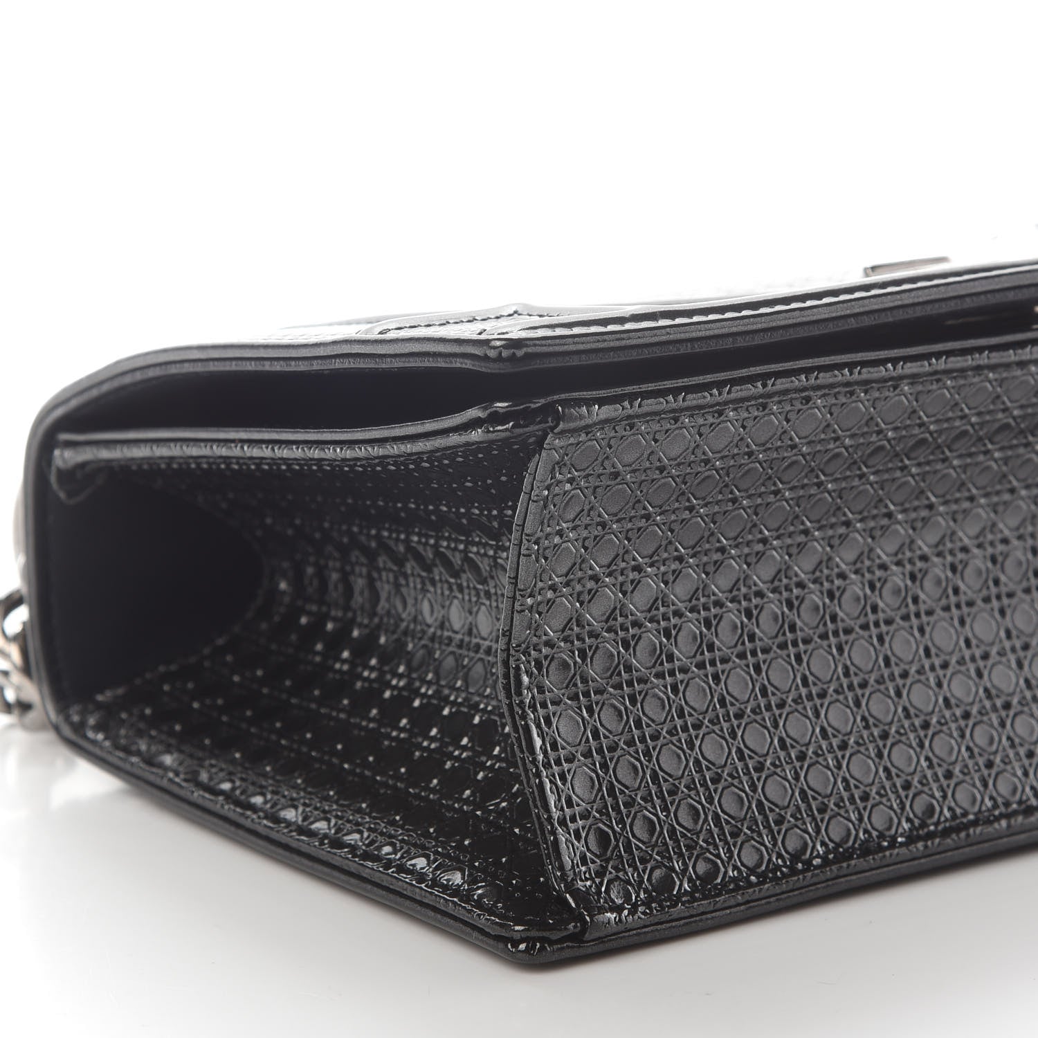 Christian Dior Metallic Patent Micro-Cannage Medium Diorama Flap Bag Graphite 7 of 8