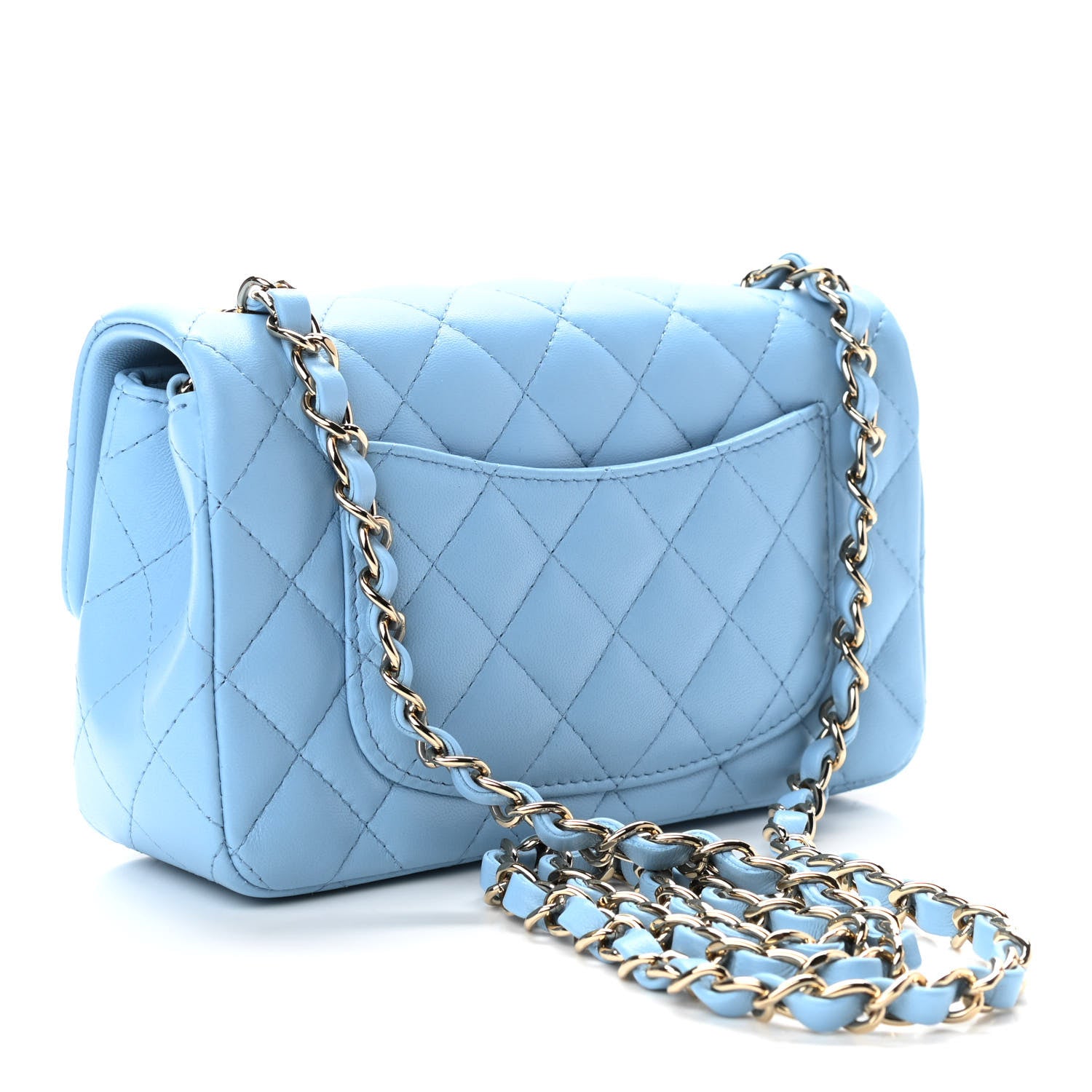 Chanel Lambskin Quilted Mini Rectangular Flap Light Blue 2 of 10