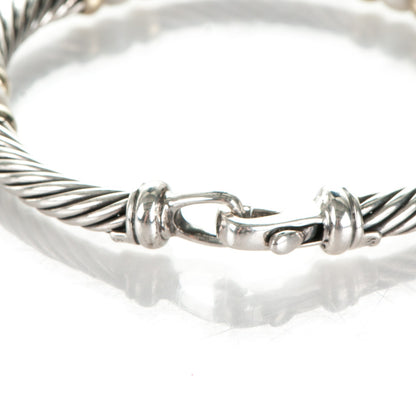David Yurman Sterling Silver 14K Yellow Gold Pearl 5mm Hampton Bracelet 4 of 5