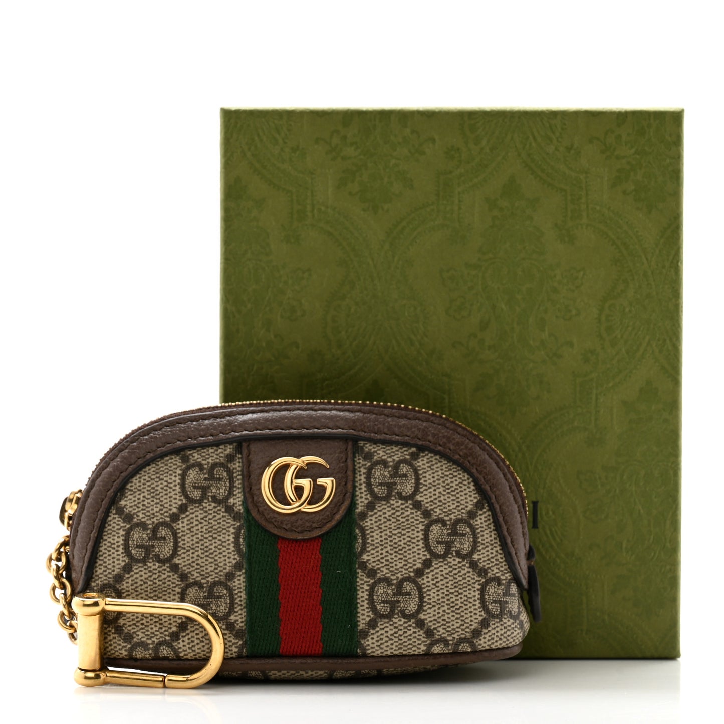 GG Supreme Monogram Web Ophidia Dome Key Pouch Beige New Acero