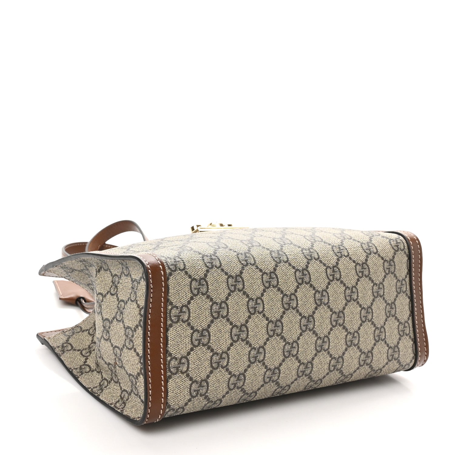 Gucci GG Supreme Monogram Calfskin Small Padlock Tote Beige Ebony Tuscany 4 of 10