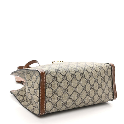 Gucci GG Supreme Monogram Calfskin Small Padlock Tote Beige Ebony Tuscany 4 of 10