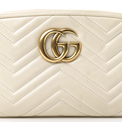 Gucci Calfskin Matelasse Small GG Marmont Chain Shoulder Bag White 10 of 11