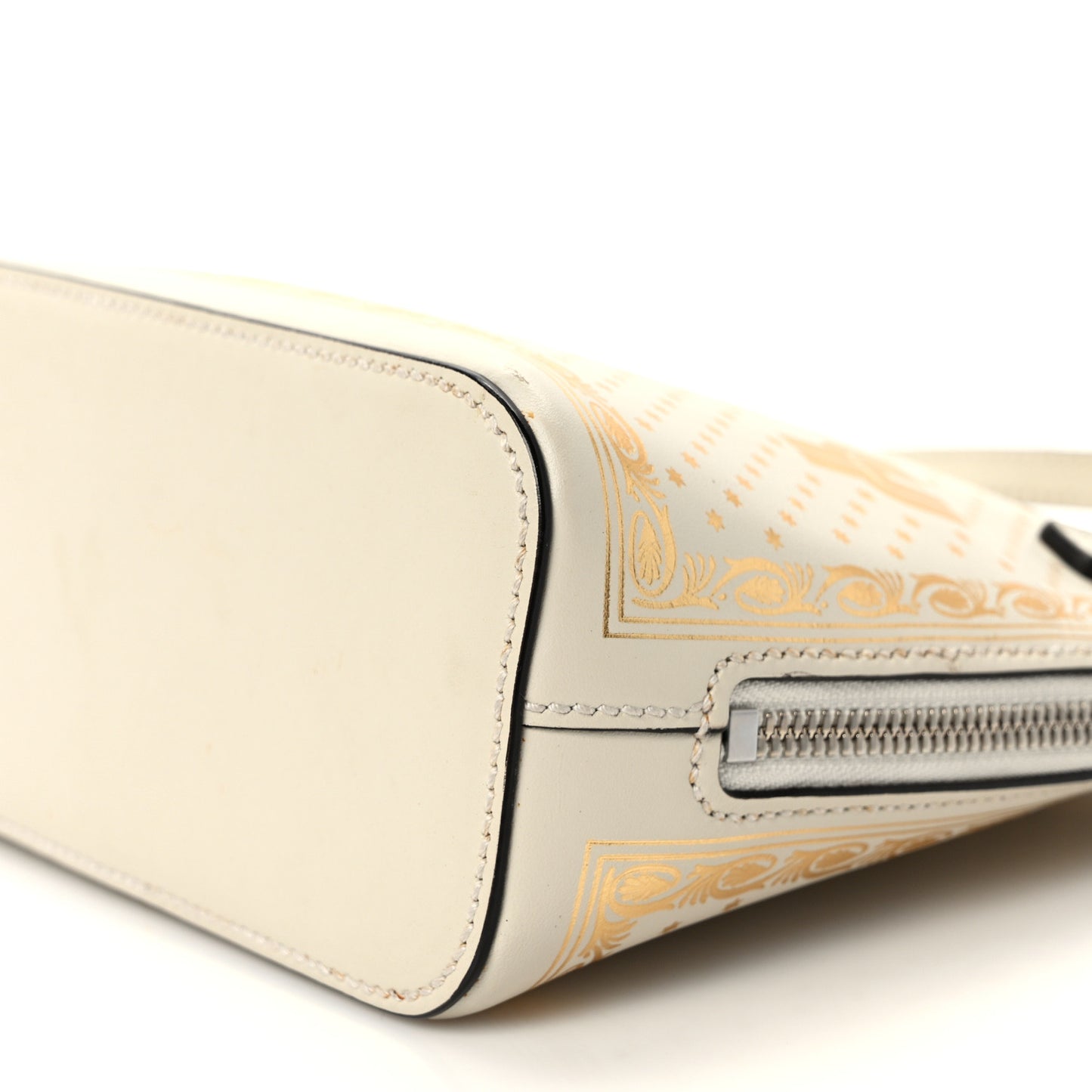 X SEGA Calfskin GUCCY Stars Mini Dome Shoulder Bag Mystic White Gold