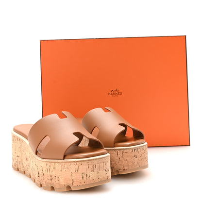 Hermes Calfskin Cork Eze 30 Sandals 36 Gold 9 of 9