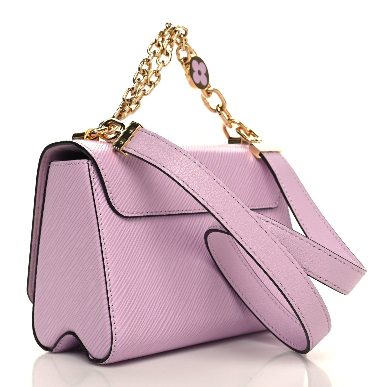 Louis Vuitton Epi Twist Monogram Flower Chain Shoulder Bag MM Wisteria Pink Purple 4 of 9