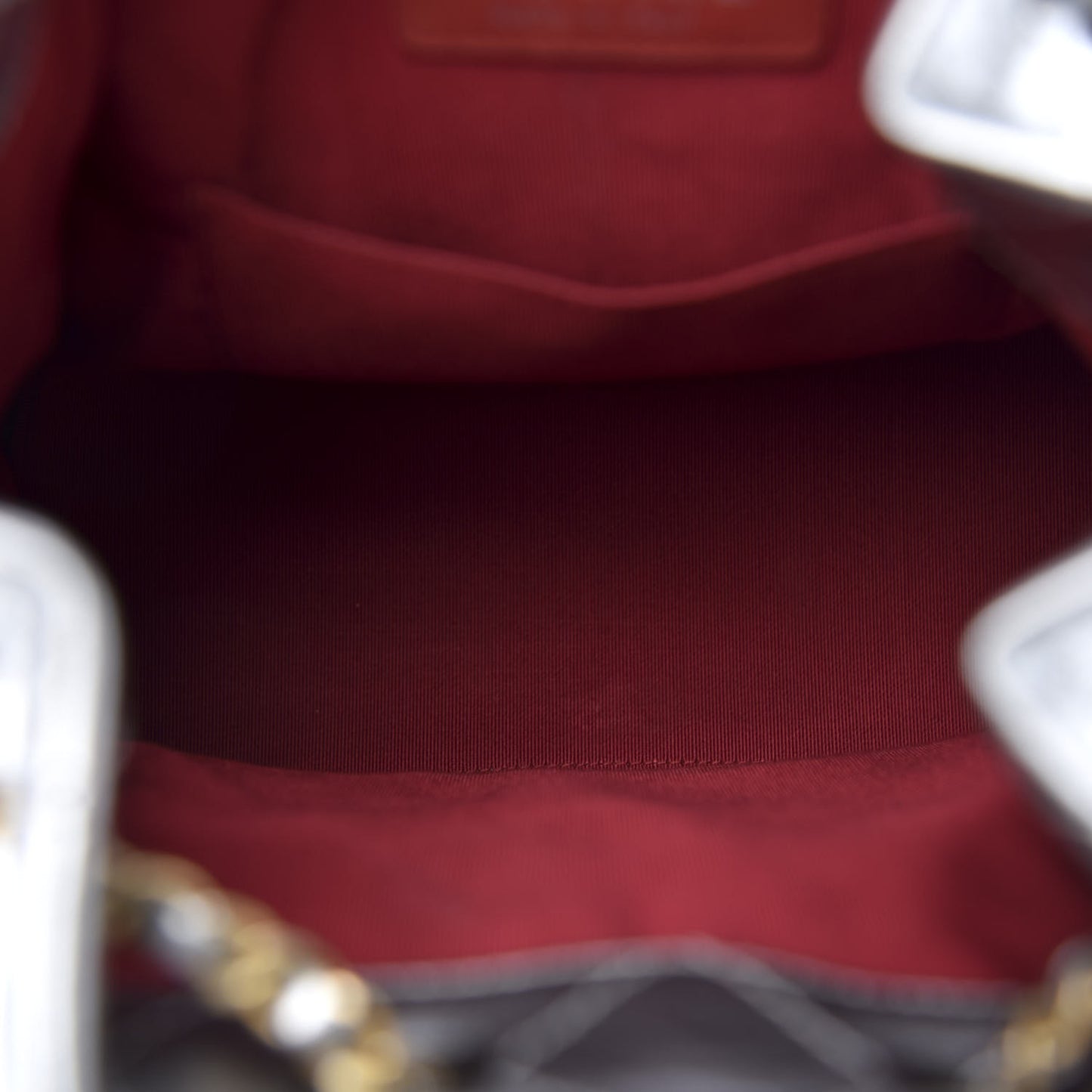 Metallic Crumpled Calfskin Quilted Gabrielle Backpack Silver