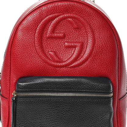 Gucci Pebbled Calfskin Bi-Color Soho Chain Backpack Red Navy 7 of 9