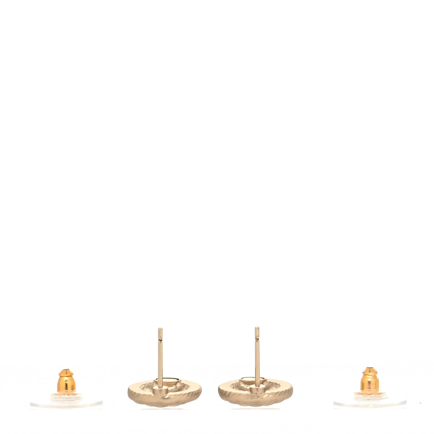 Chanel CC Quilted Round Earrings Gold Black 3 of 4