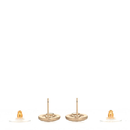 Chanel CC Quilted Round Earrings Gold Black 3 of 4