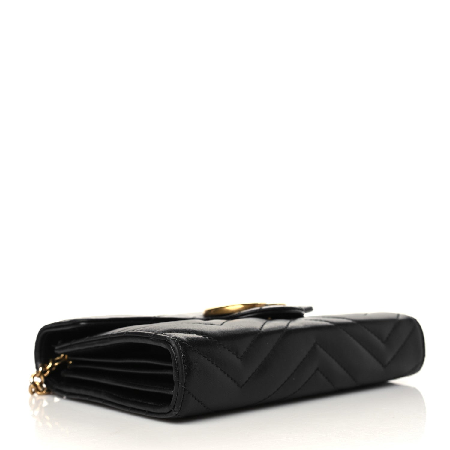 Gucci Calfskin Matelasse GG Marmont Chain Wallet Black 4 of 7