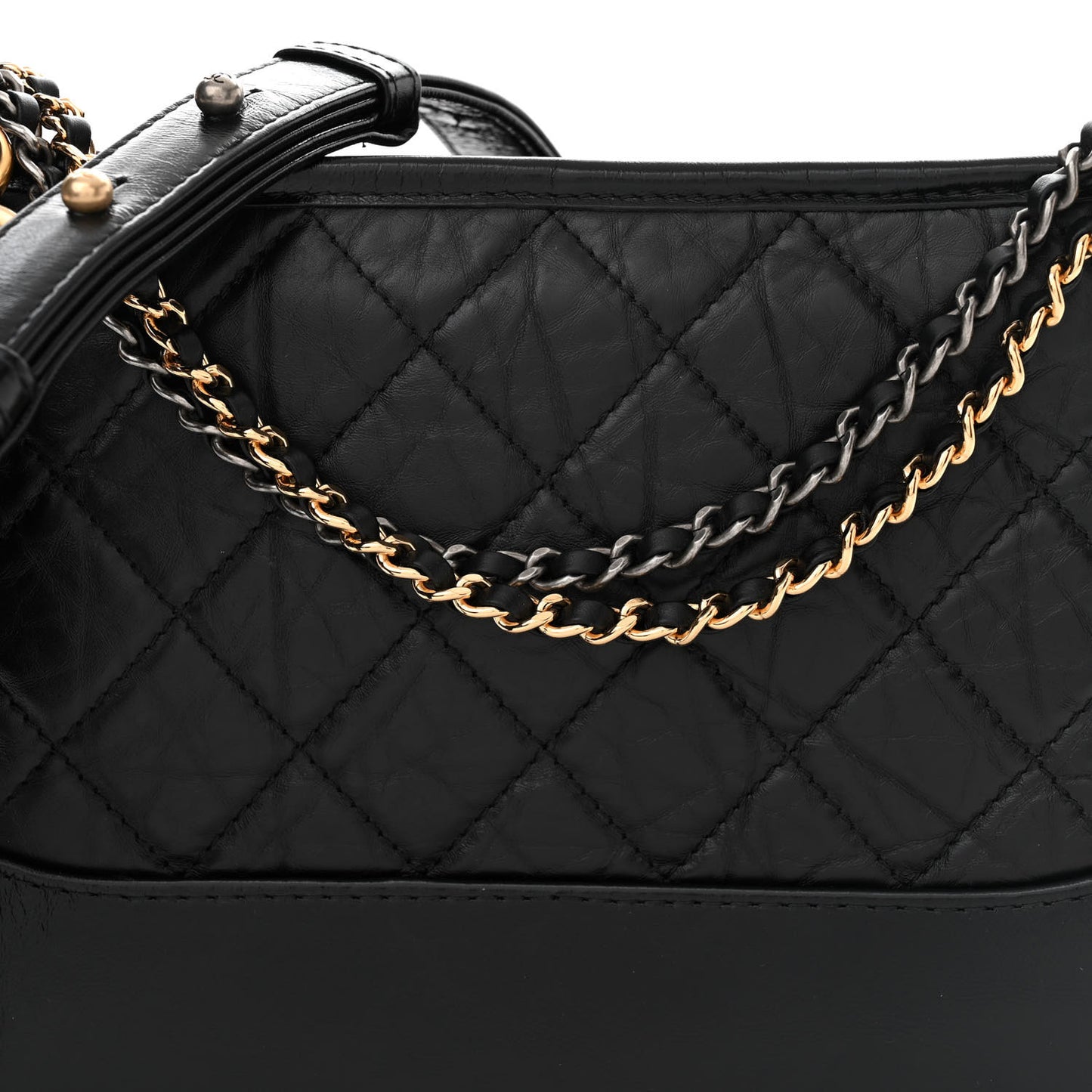 Aged Calfskin Quilted New Medium Gabrielle Hobo Black