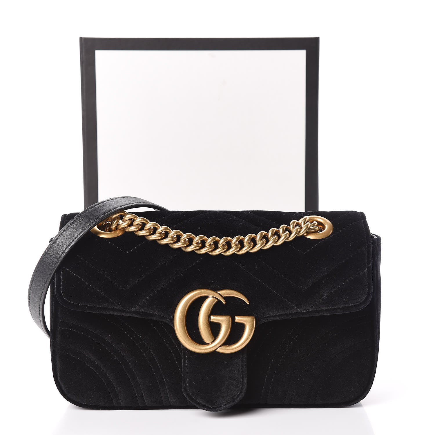 Gucci Velvet Matelasse Mini GG Marmont Shoulder Bag Black 11 of 11