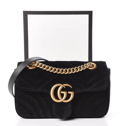 Gucci Velvet Matelasse Mini GG Marmont Shoulder Bag Black 11 of 11