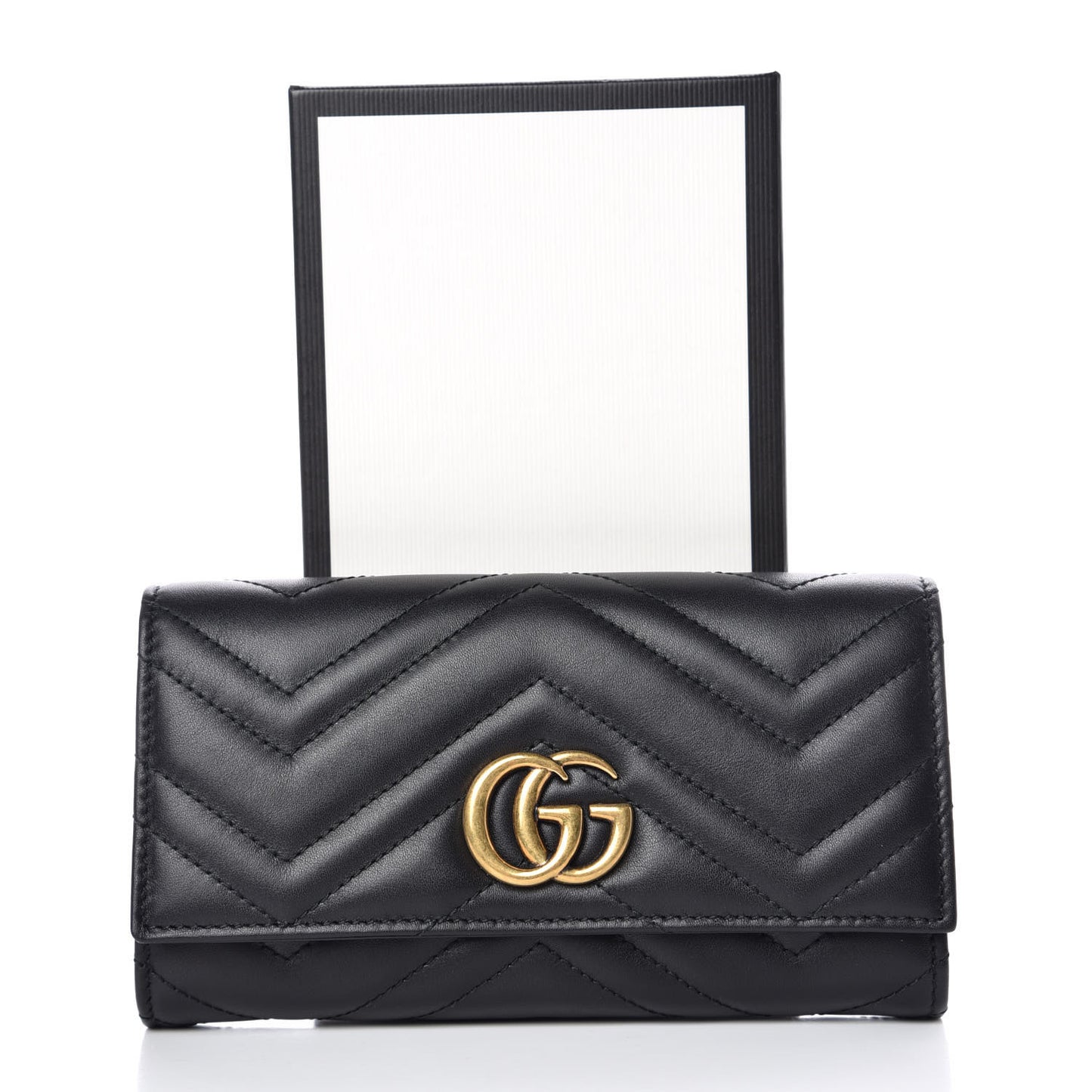 Calfskin Matelasse GG Marmont Continental Wallet Black