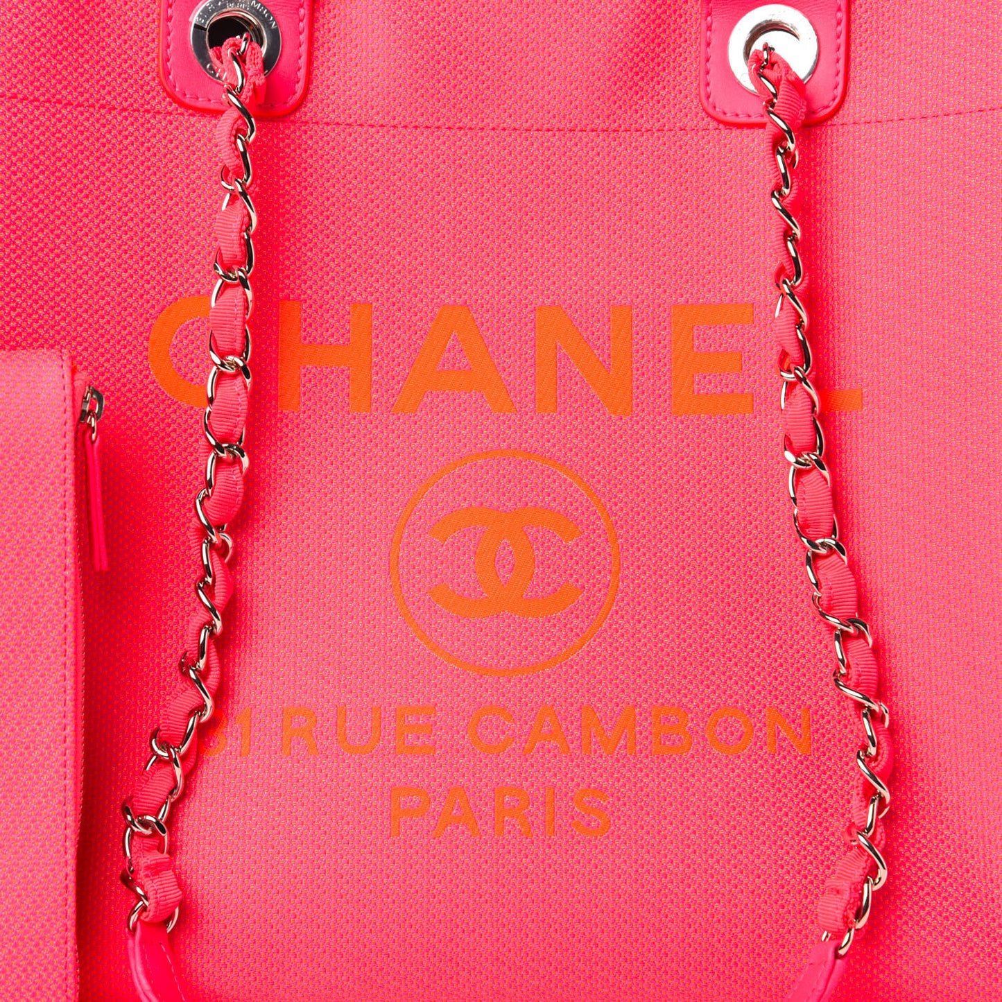 Mixed Fibers Calfskin Medium Deauville Tote Pink Orange