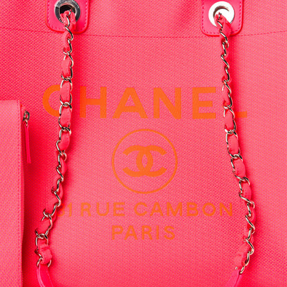Chanel Mixed Fibers Calfskin Medium Deauville Tote Pink Orange 10 of 11