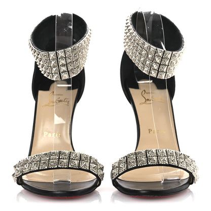 Christian Louboutin Nappa Priyadora 100 Studded Sandals 39 Black Silver 3 of 14