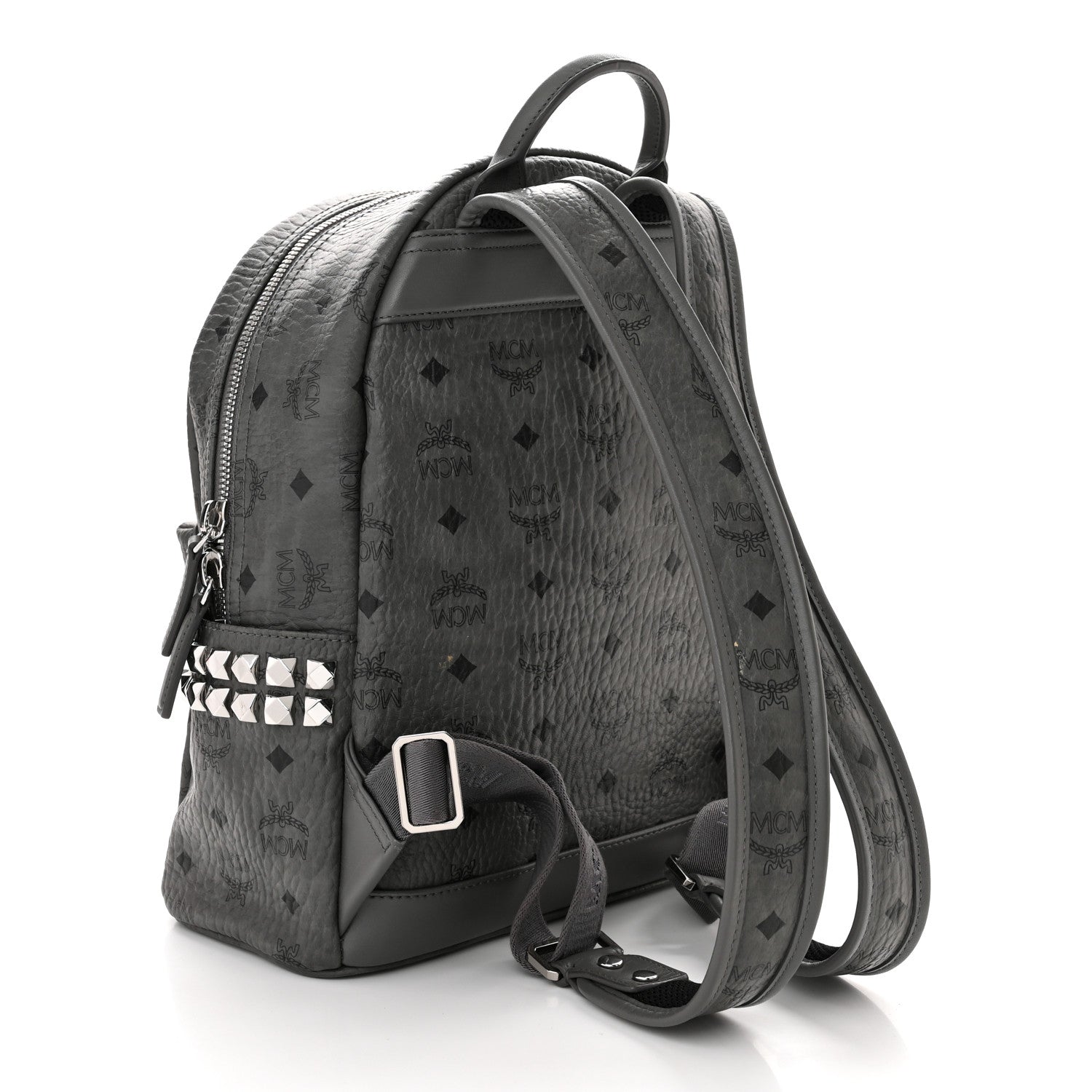 MCM Visetos Small Side Stud Stark Backpack Phantom Grey 3 of 10