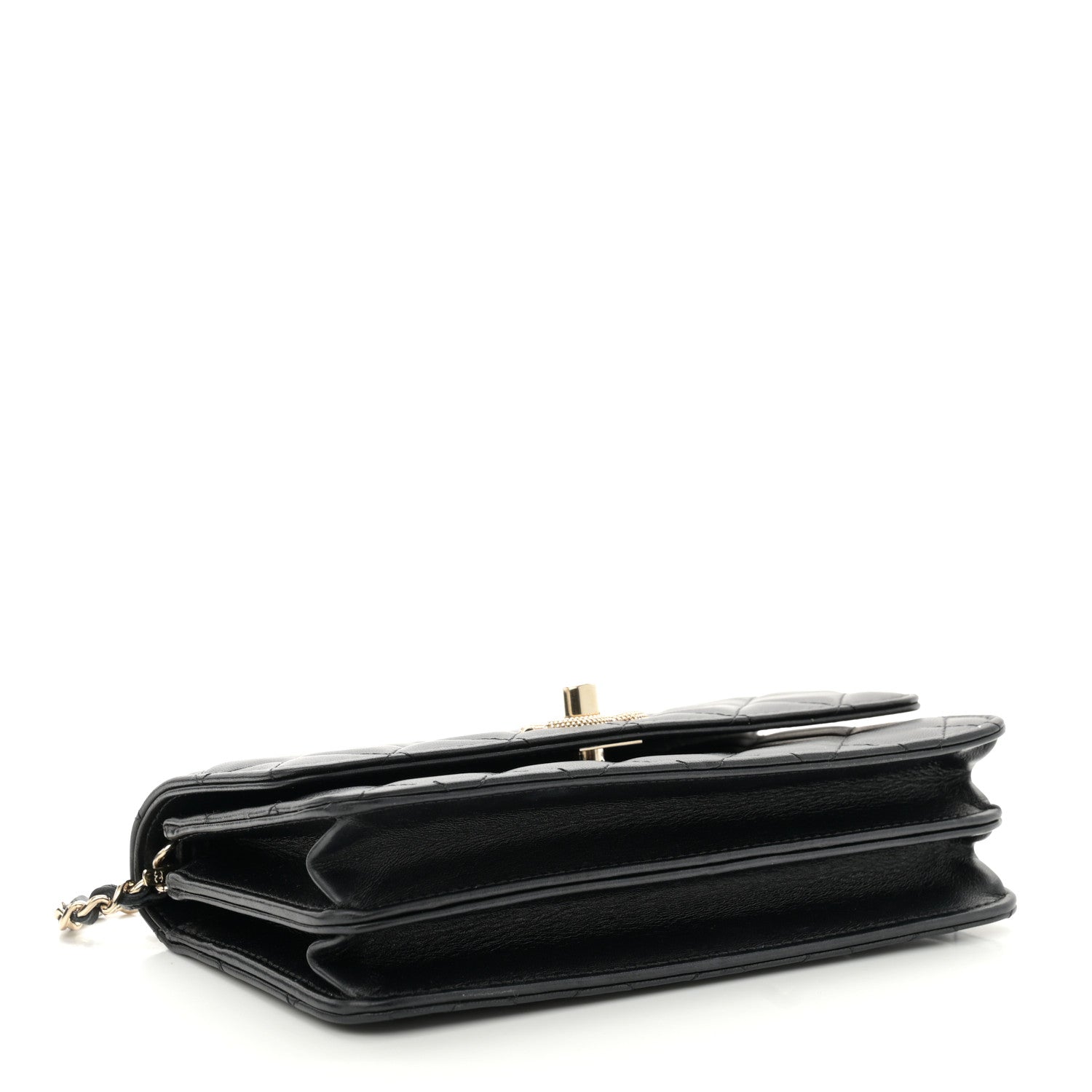 Chanel Lambskin Quilted Strass Studded CC Wallet on Chain WOC Black 4 of 12