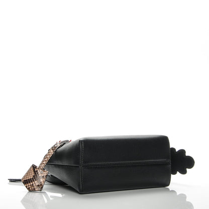 Fendi Vitello Dolce Snakeskin Nappa Croc Tail Flowerland Studded Mini By The Way Boston Bag Black Natural Multicolor 4 of 5