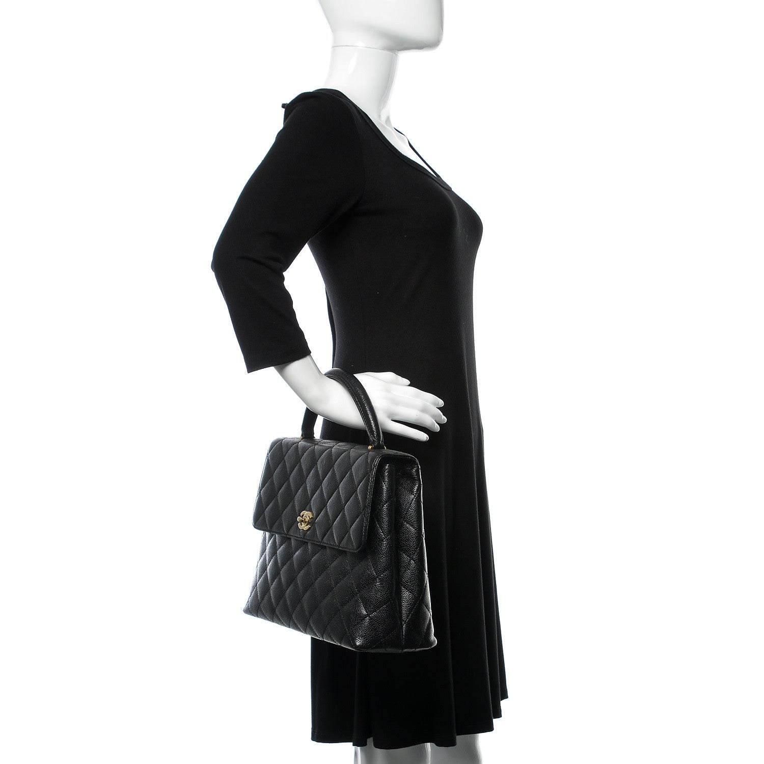 Chanel Caviar Quilted Jumbo Kelly Flap Black 2 of 17