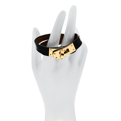 Hermes Shiny Alligator Lizard Kelly Double Tour Bracelet T2 Black 2 of 6