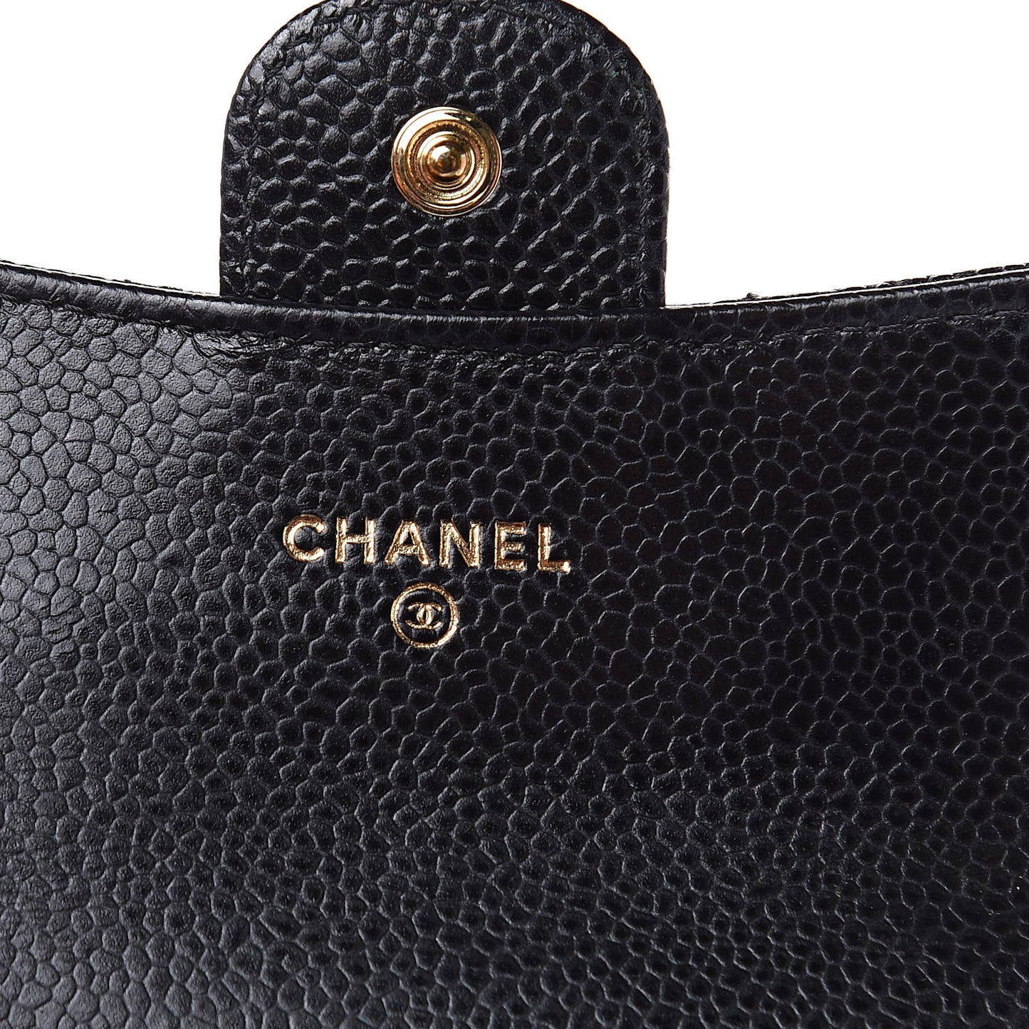 Caviar Quilted Flap Card Holder Black