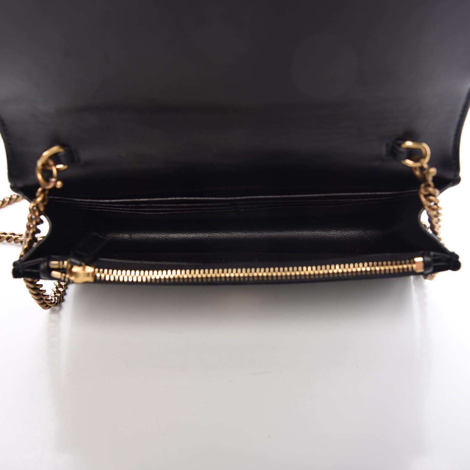 Saint Laurent Velvet Crystal Embellished Monogram Kate Chain Wallet Black 5 of 10