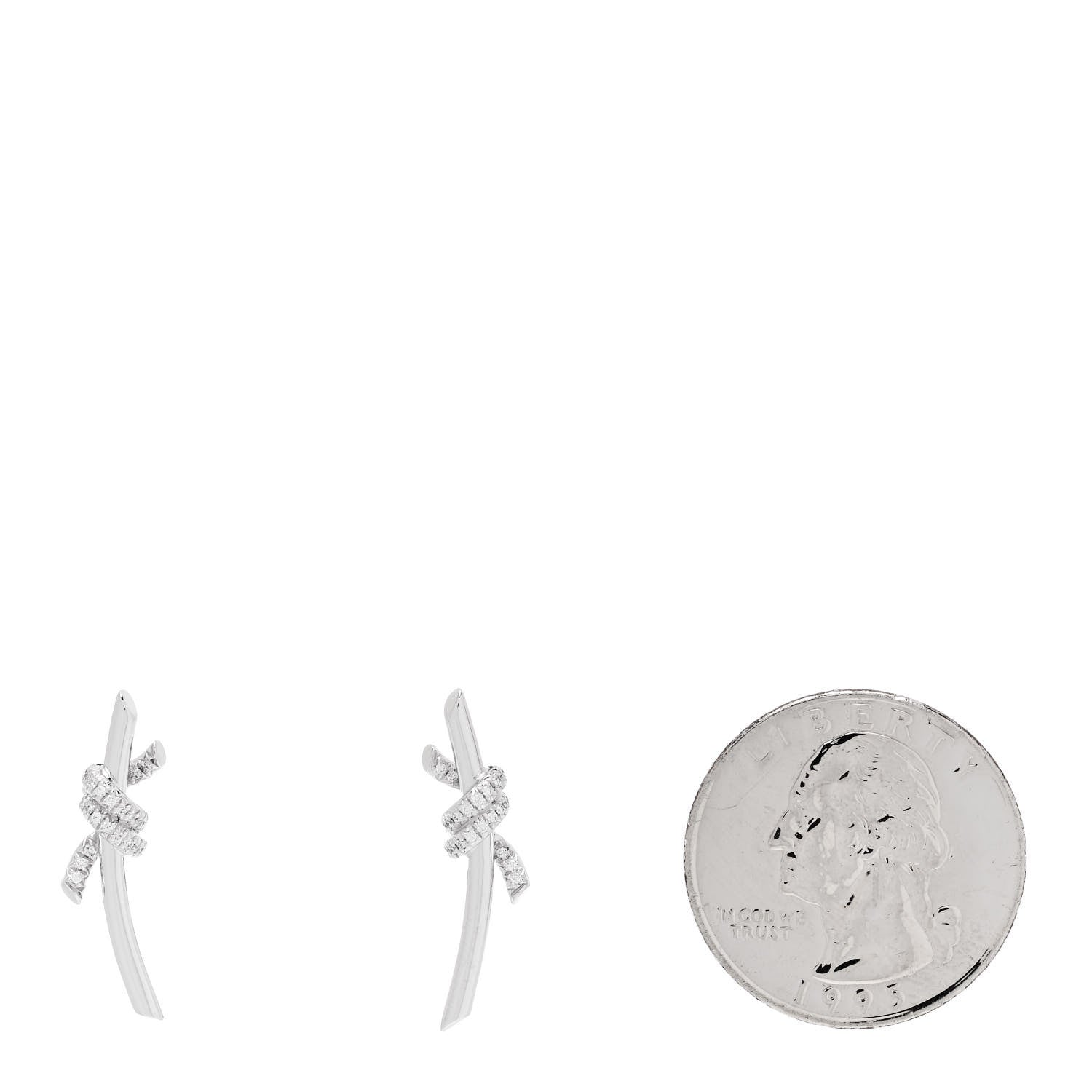 Tiffany 18K White Gold Diamond Tiffany Knot Earrings 2 of 4