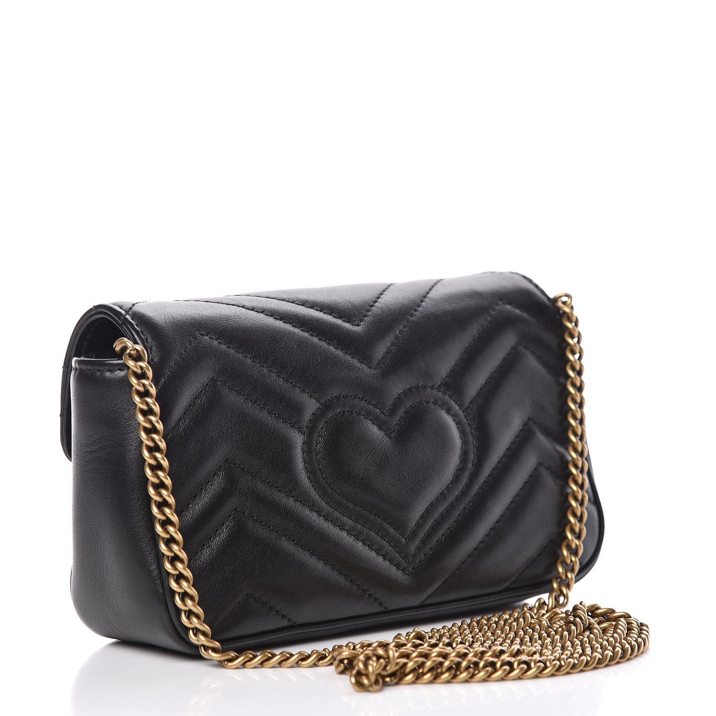 Calfskin Matelasse Super Mini GG Marmont Shoulder Bag Black
