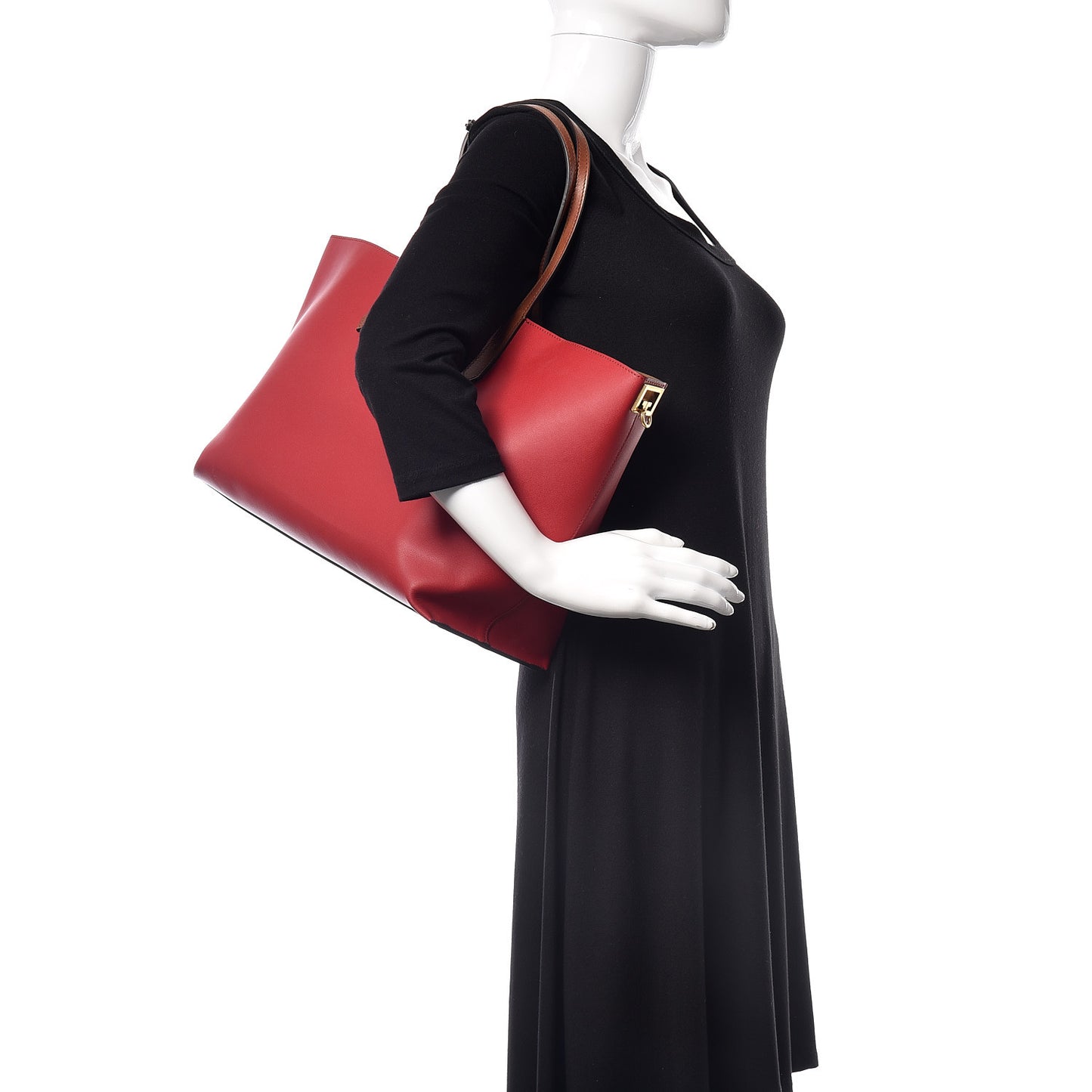 Calfskin Medium GV Shopper Tote Dark Red