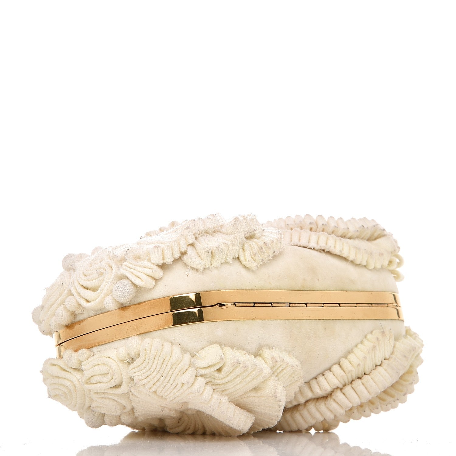 Alexander McQueen Velvet Glory Skull 3D Flower Box Clutch Ivory 4 of 11