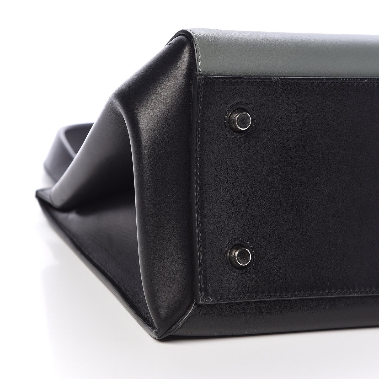 Smooth Calfskin Large Bi-Color Edge Shoulder Bag Almond