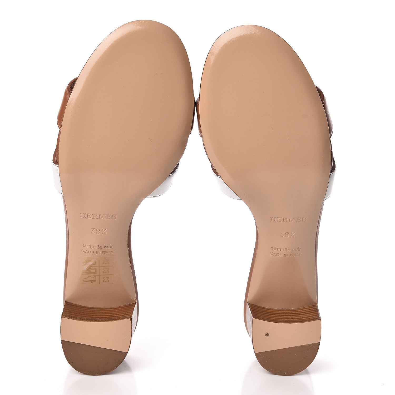 Hermes Calfskin Oasis Sandals 38.5 Gold White 5 of 10