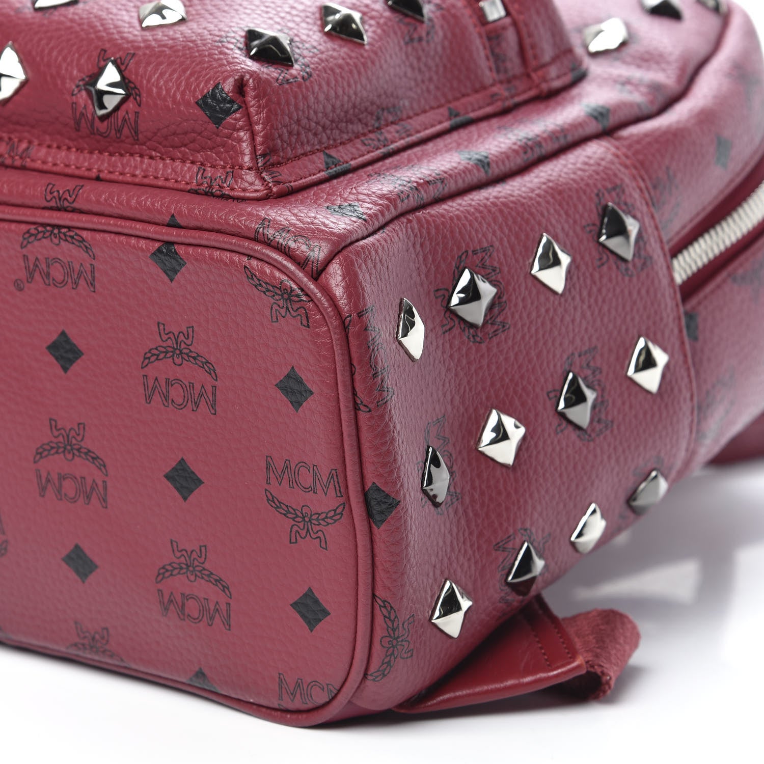 MCM Visetos Studded Small Stark Backpack Scooter Red 7 of 7