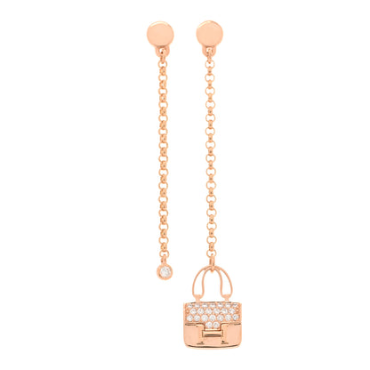 Hermes 18K Rose Gold Diamond Constance Amulettes Drop Earrings 1 of 6