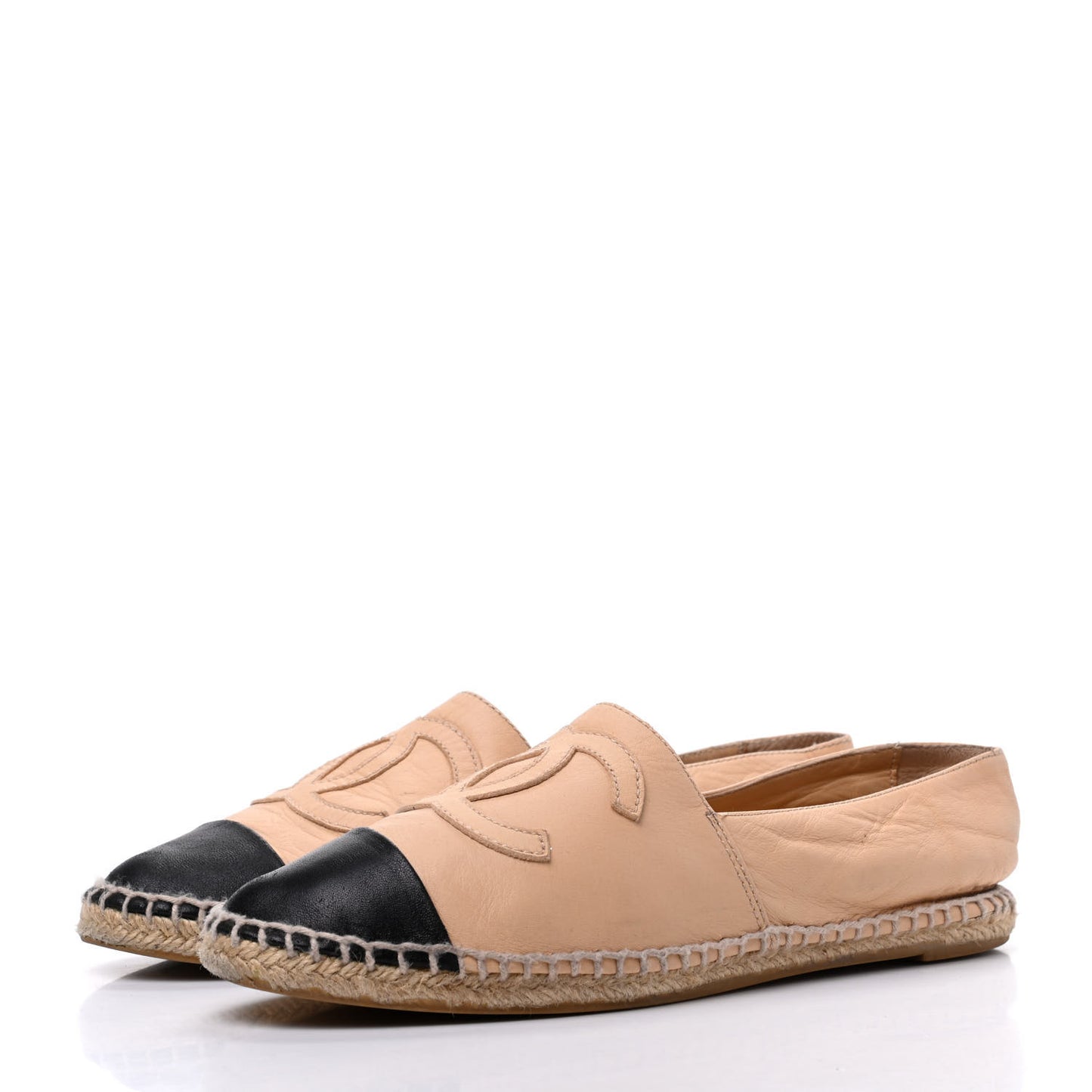 Lambskin CC Espadrilles 38 Beige Black