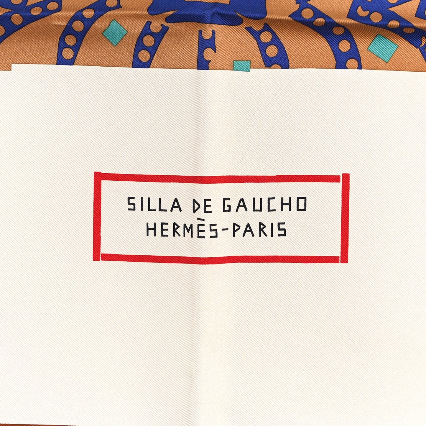 Silk Silla De Gaucho Scarf 90 Marine White Beige
