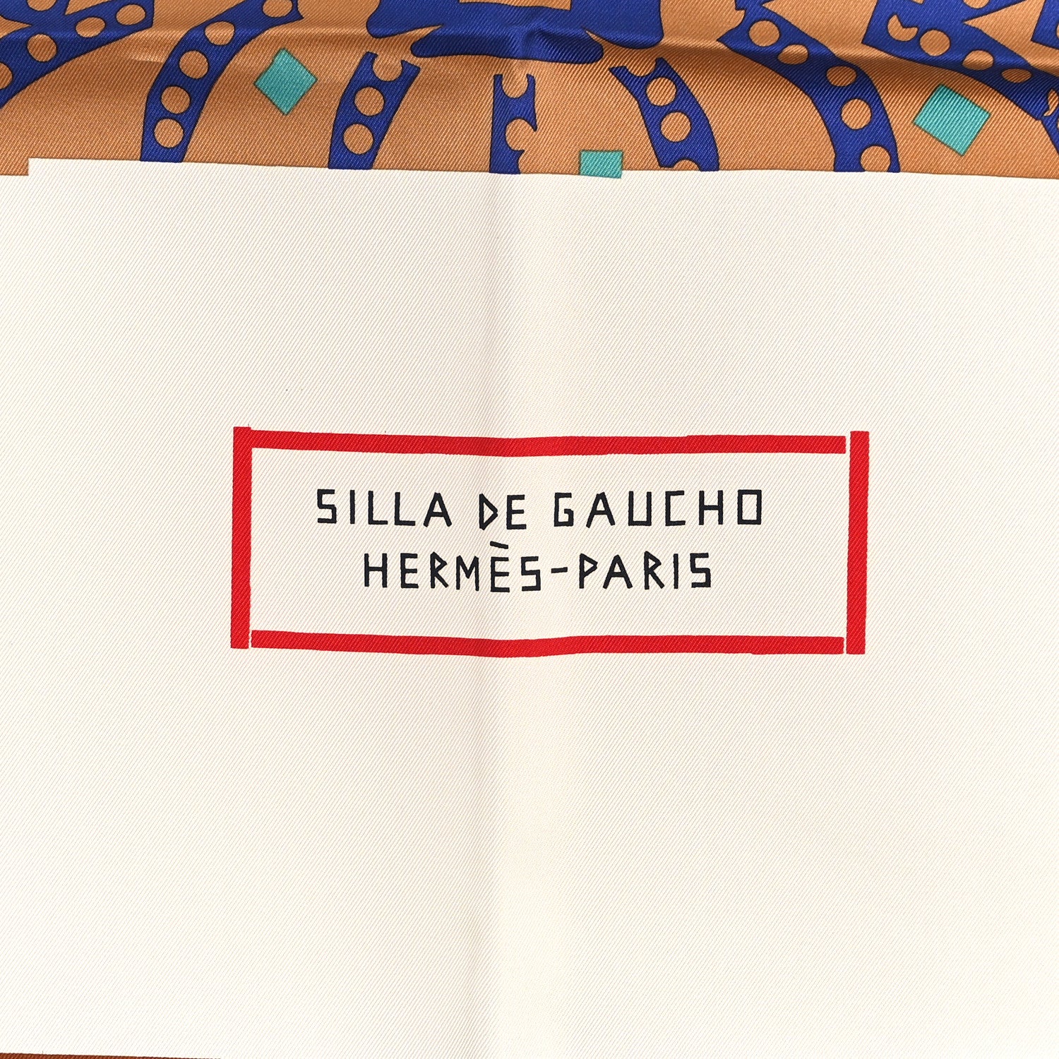 Hermes Silk Silla De Gaucho Scarf 90 Marine White Beige 2 of 3