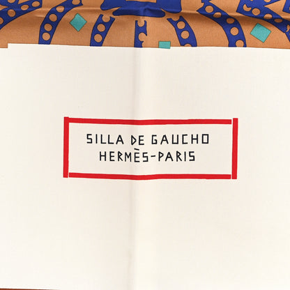 Hermes Silk Silla De Gaucho Scarf 90 Marine White Beige 2 of 3